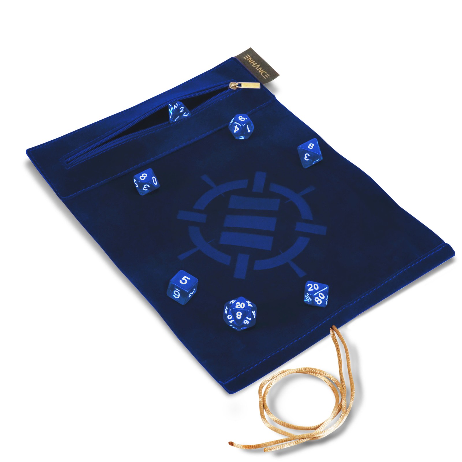 ENHANCE Roll on a Scroll™ Dice Rolling Mat & 7pc Acrylic Dice Set