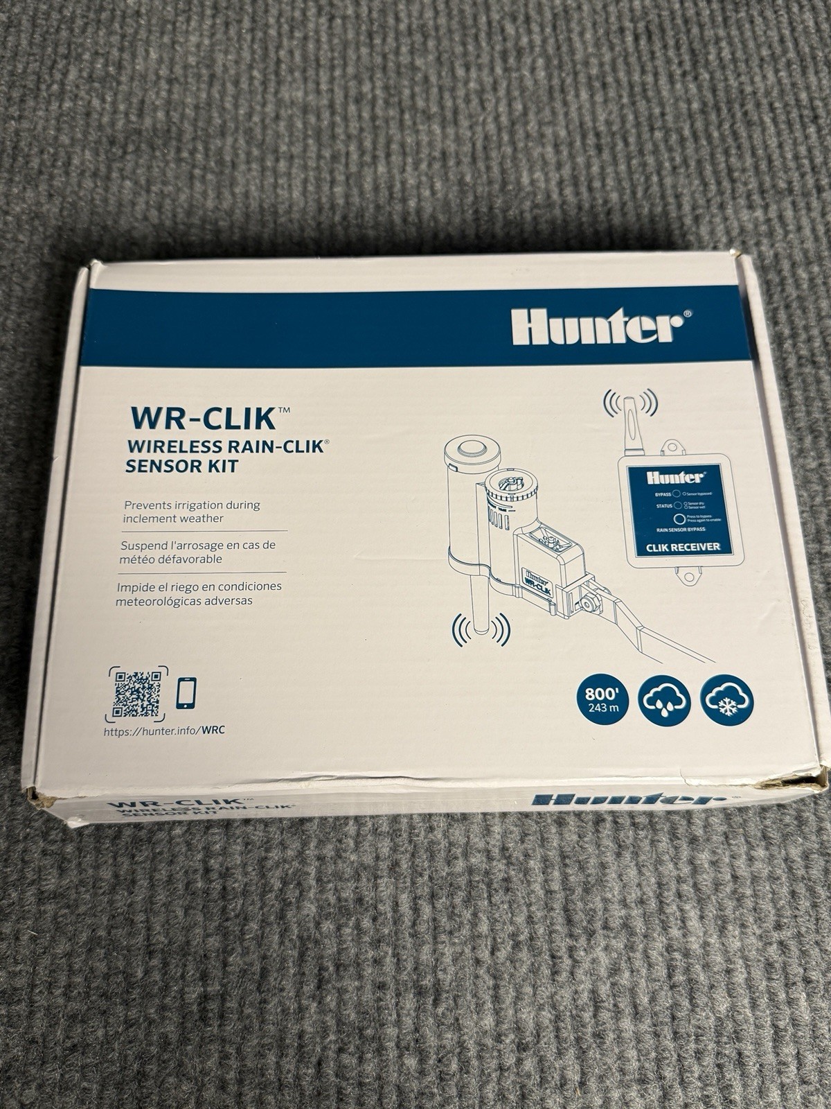 Hunter WRCLIK Wireless Rain Clik Weather Sensor KIT Rain Click Sprinkler NIB