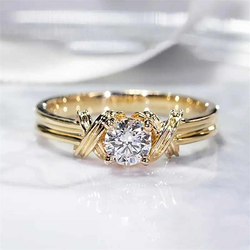 Gorgeous 18k Yellow Gold Plated Women Party Ring Cubic Zirconia Jewelry Sz 6-10
