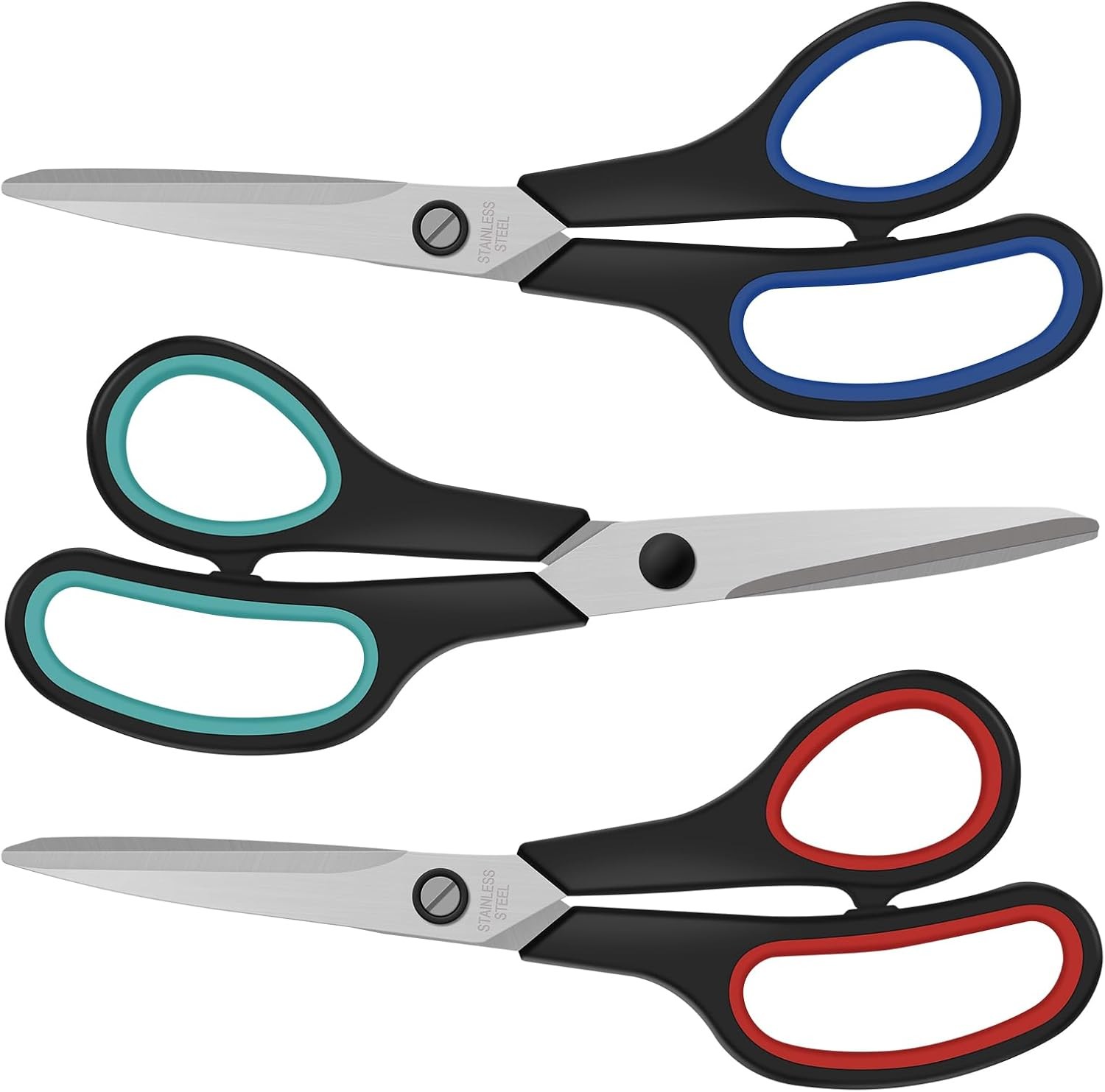 3 Pack Heavy Duty Scissors, 8.3"Stainless Steel Scissor With Ergonomic Soft-Grip