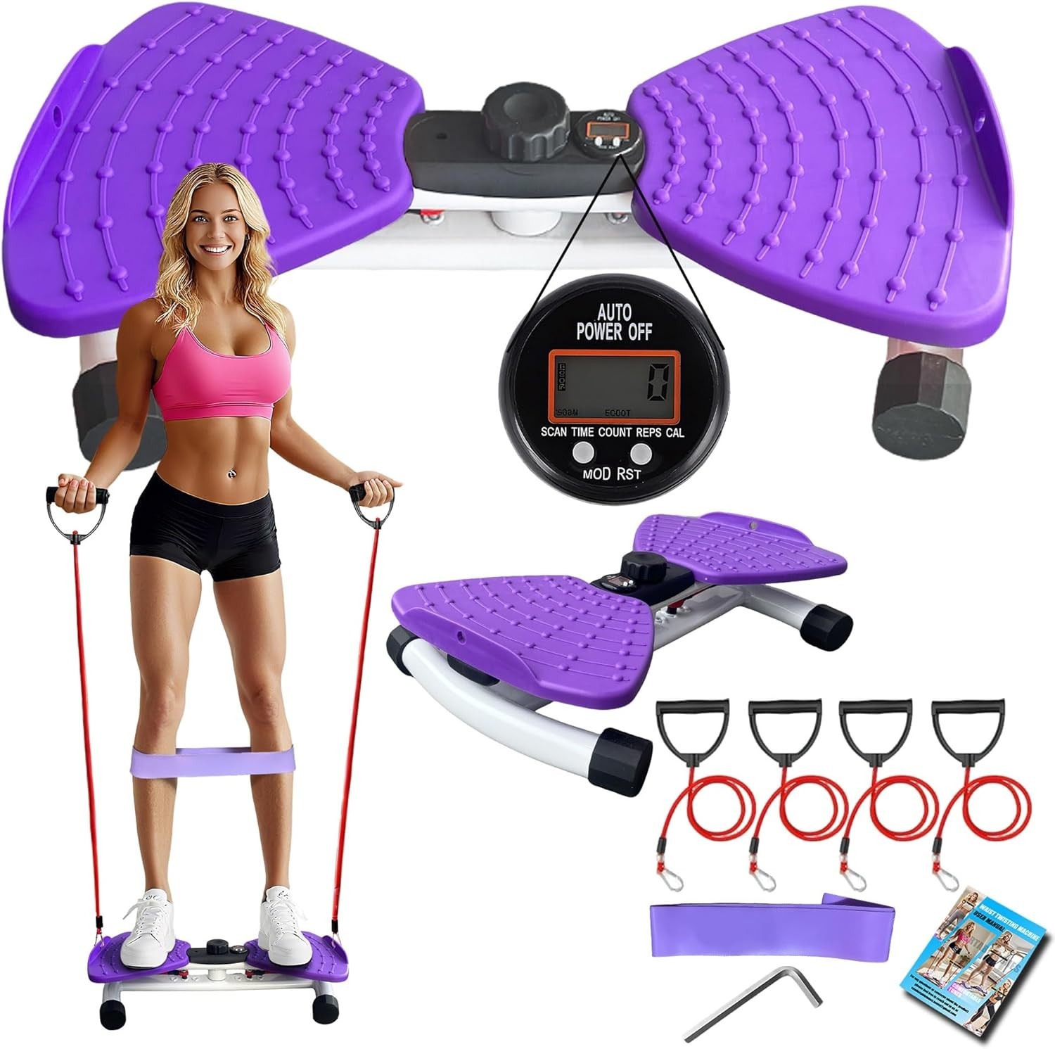 Waist Twister Machine Exercise, Ultra-Quiet Adjustable Ab Twist Board for350 Lbs
