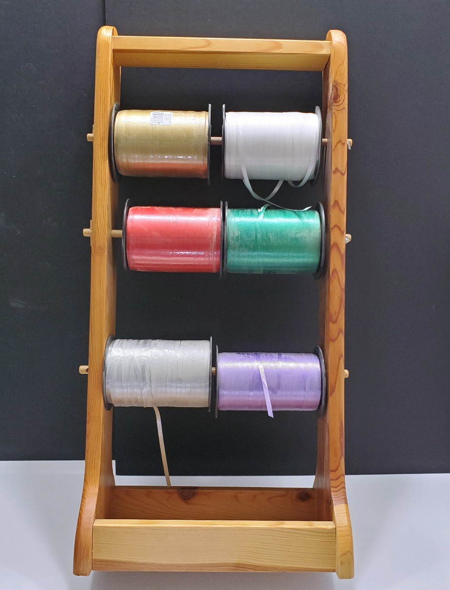 Wooden Ribbon Yarn String Twine Floral Tape Holder Craft Spool Handmade + Ribbon