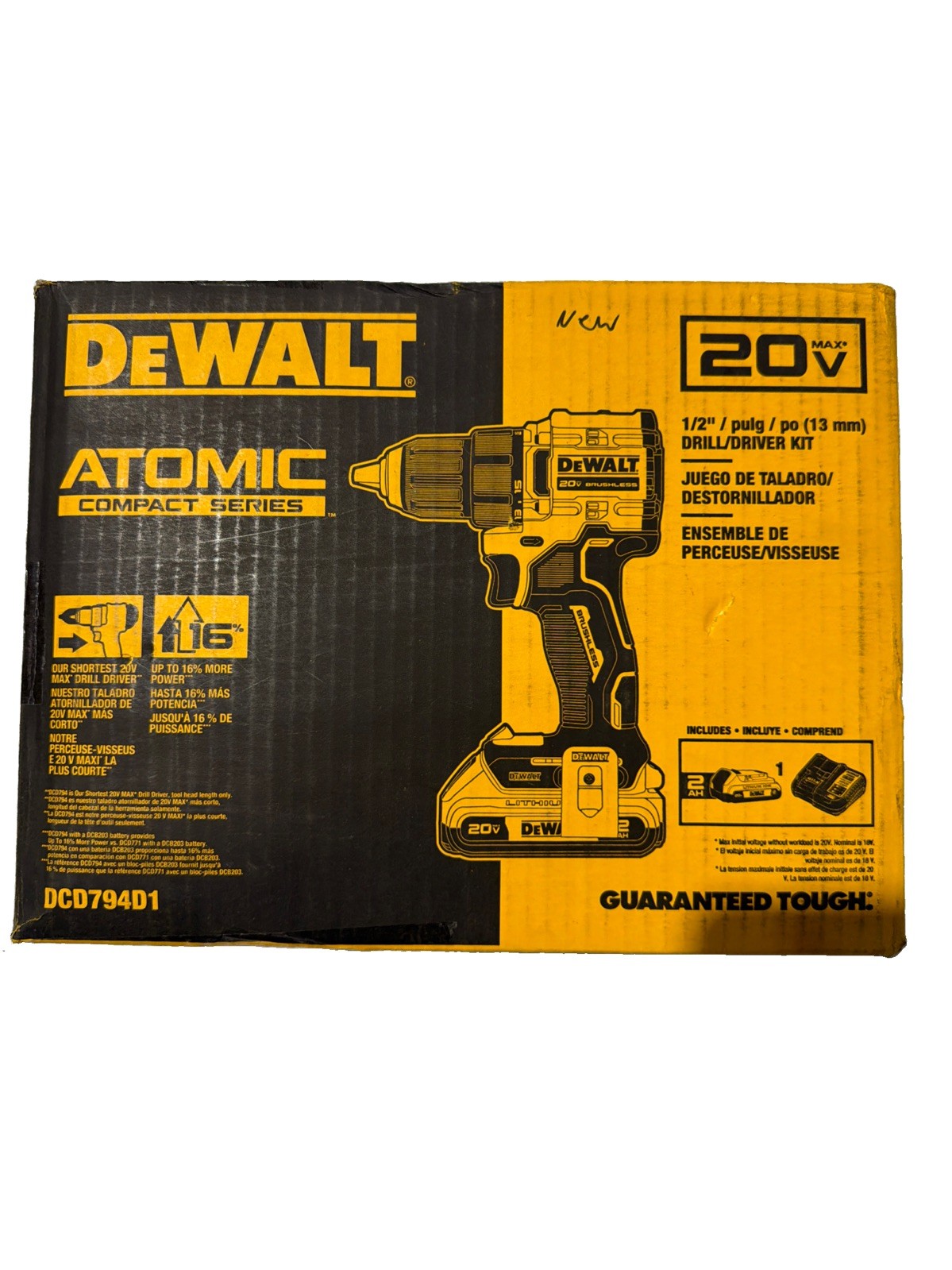 DEWALT ATOMIC 20V Compact 1/2 in Drill Driver Kit w 2.0Ah Battery Charger