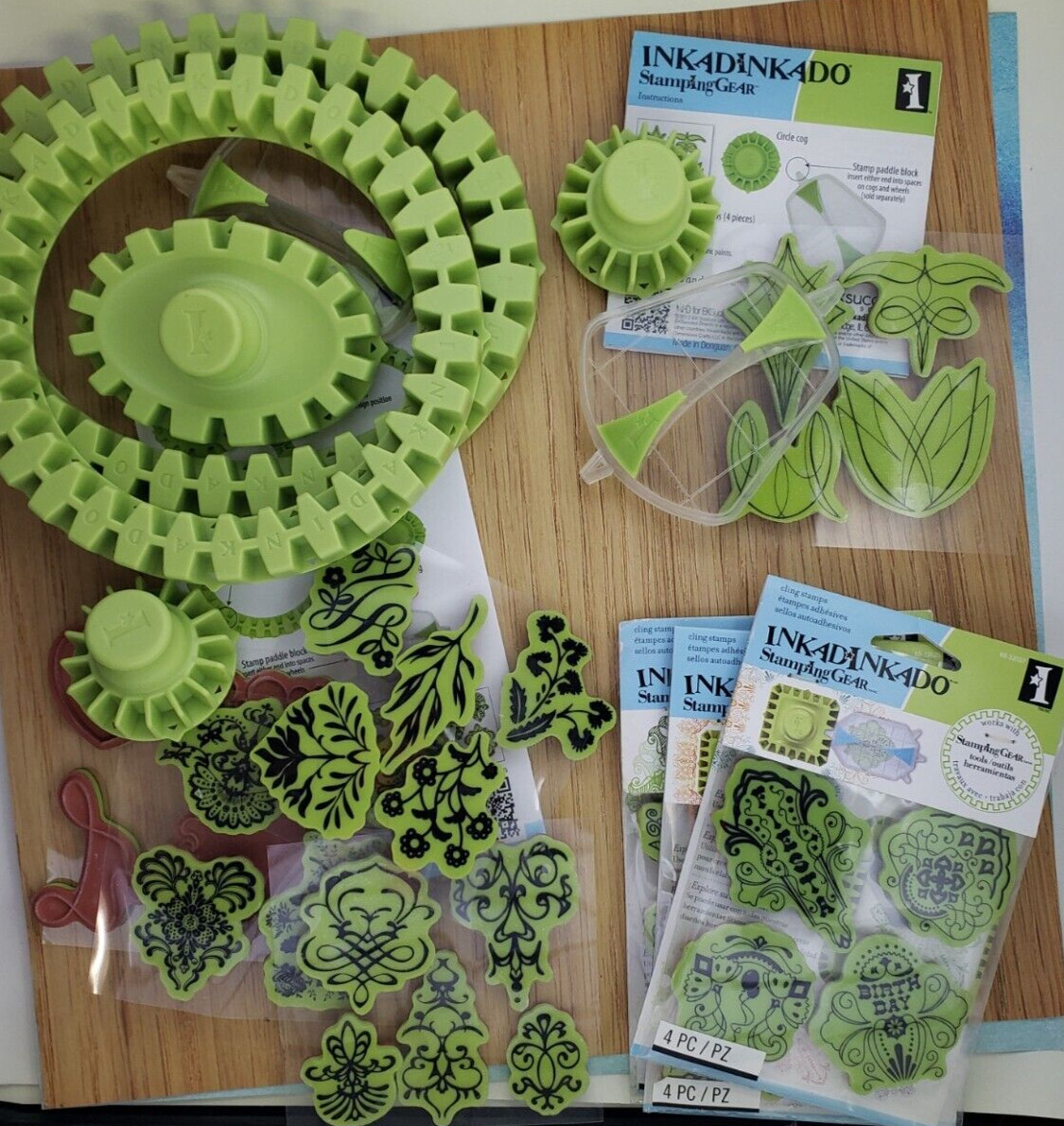 INKADINKADO Deluxe Stamping Gear Kit and Cling Rubber Stamp Sets YOU PICK