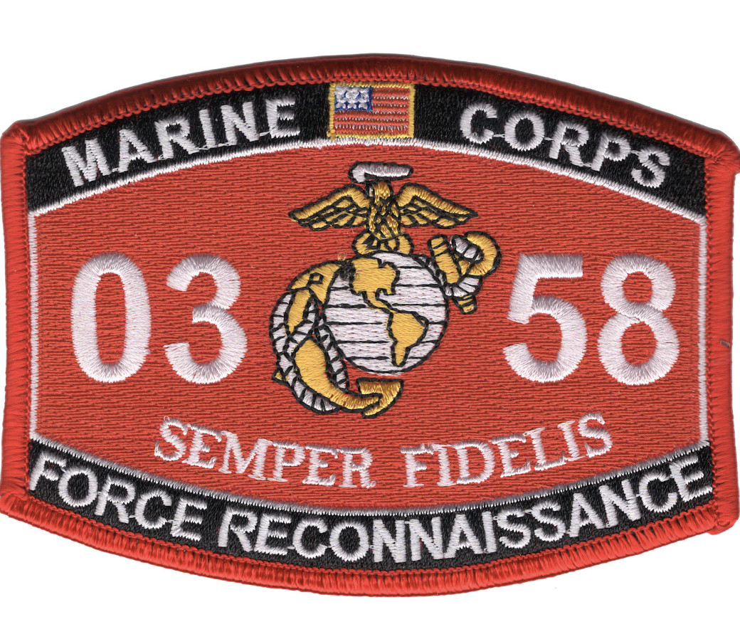 4.5" MARINE CORPS MOS 0358 FORCE RECONNAISSANCE EGA EMBROIDERED PATCH