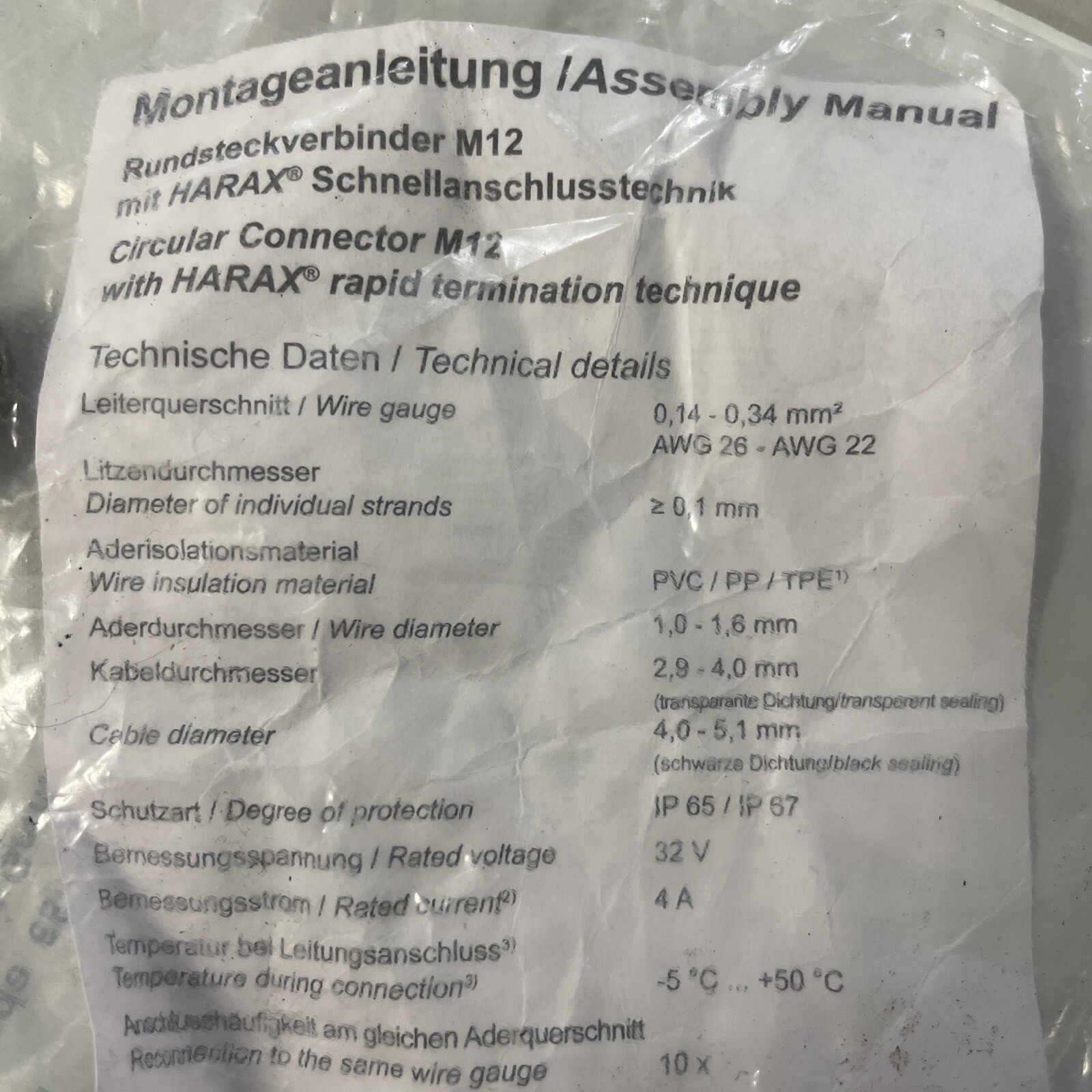 2pcs Connector Murr 7000-12611-0000000 MOSA M12