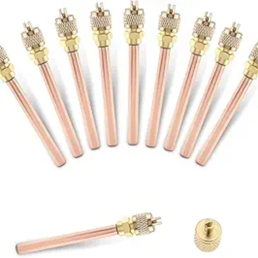10PCS HVAC Service Access Valve, Schrader System Vacuum 2.72" Copper Filling Acc