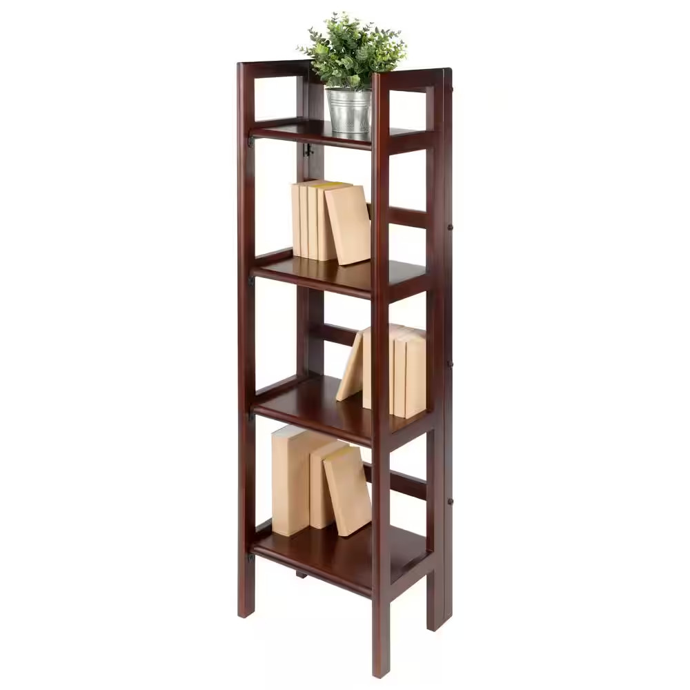 Terry 4-Tier Foldable Shelf, Narrow, Walnut