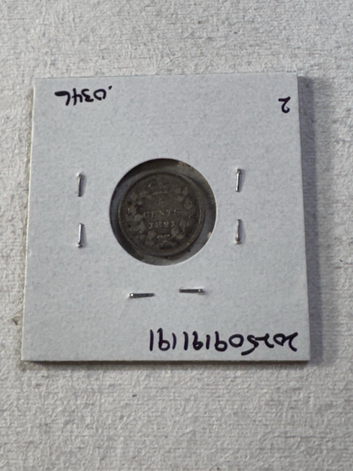 1891 Canada 5 Cents Small Silver Coin Cleaned