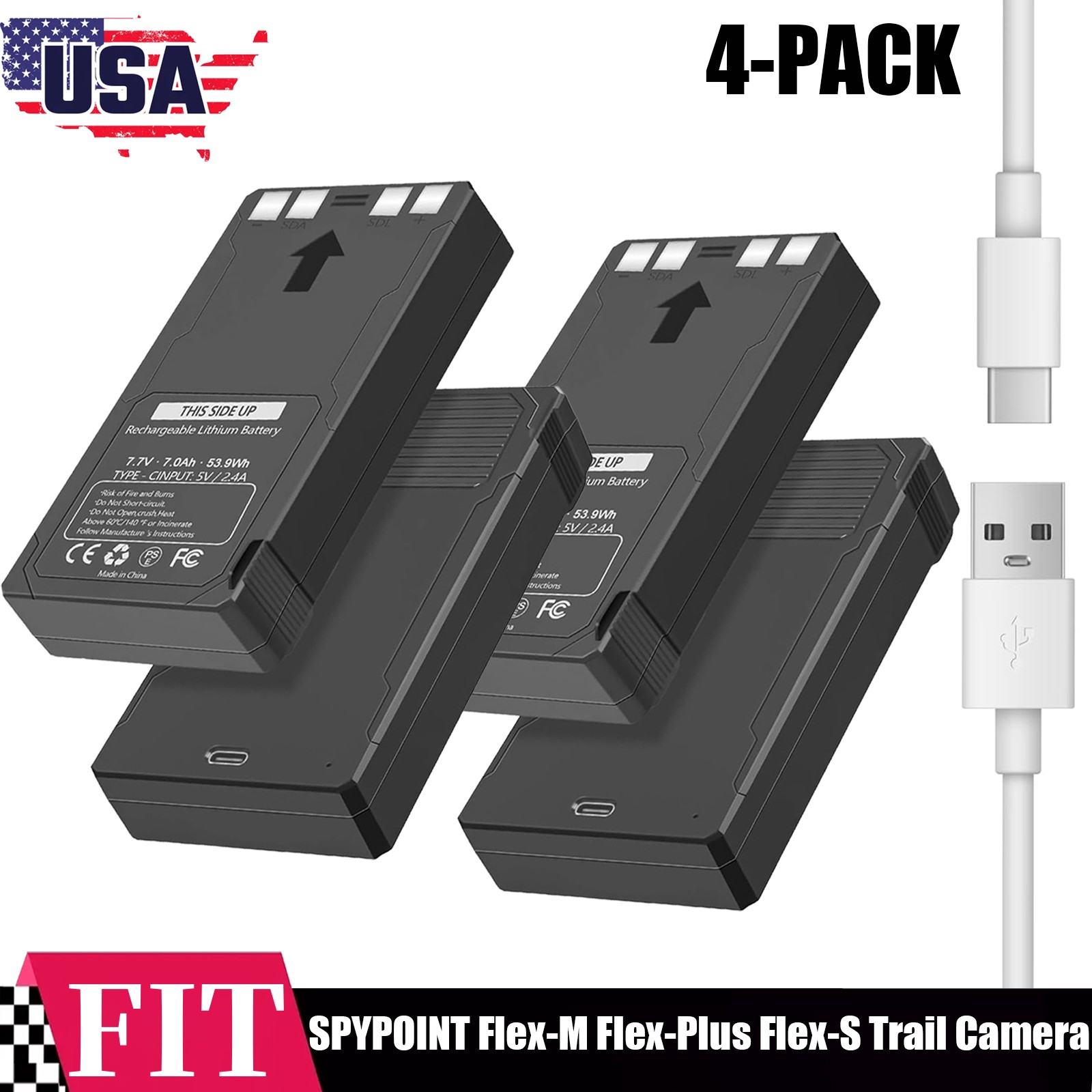 4PACK Rechargeable LIT-22 Battery For Hunting Trail Camera Flex-M Flex G-36 New