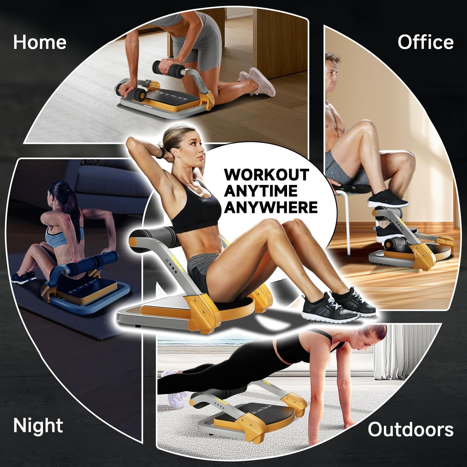 Ab Trainer/Crunch Machine, Ab Workout Equipment, 4 Adjustable Resistance, Ab Mac