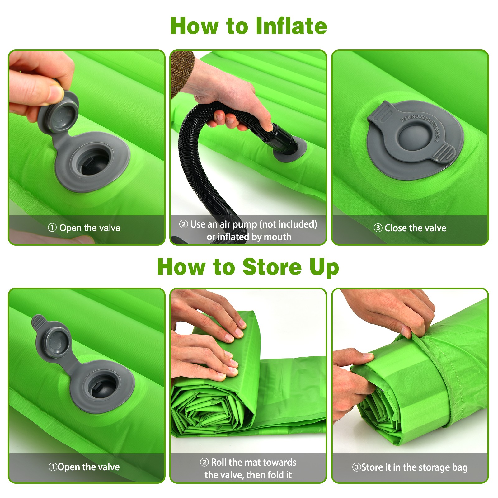 Inflatable 3 Inch Camping Sleeping Pad Waterproof & Comfortable Sleeping Mat