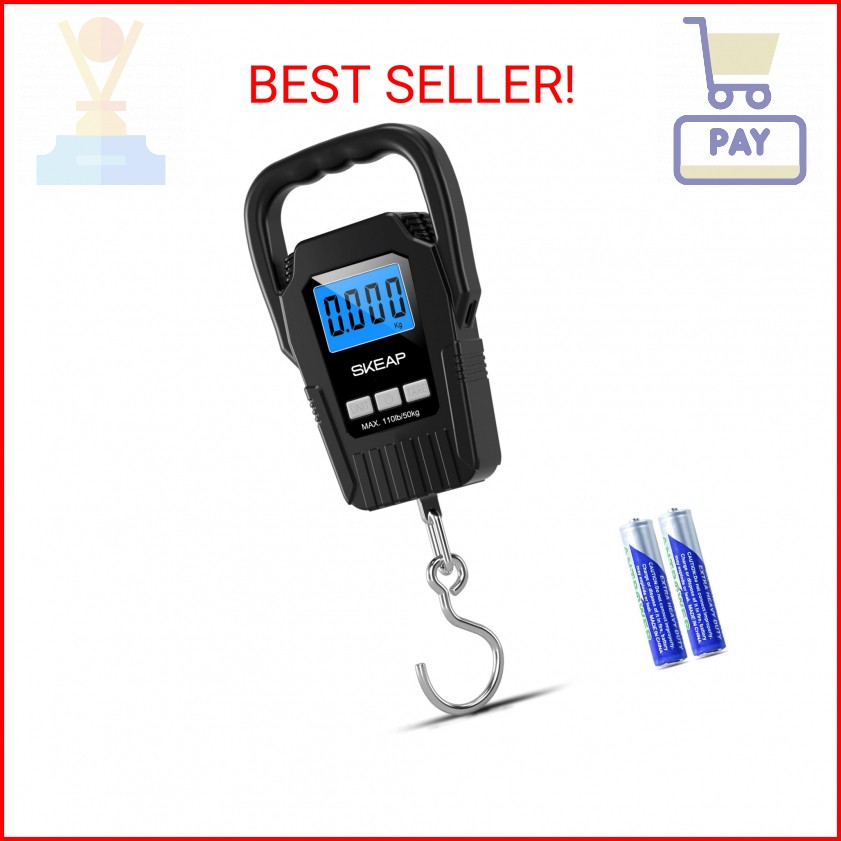 Digital Fish Scale Hanging Scale Fishing Scale, SKEAP 110lb/50kg Luggage Scale,F