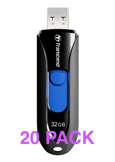 Pack of 20 Transcend 32GB each JetFlash USB 3.1 Memory Flash Thumb Storage Drive