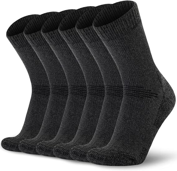 Mens Merino Wool Hiking Cushioning Socks For Outdoor 9-13 Dark Gray(3 Pairs)