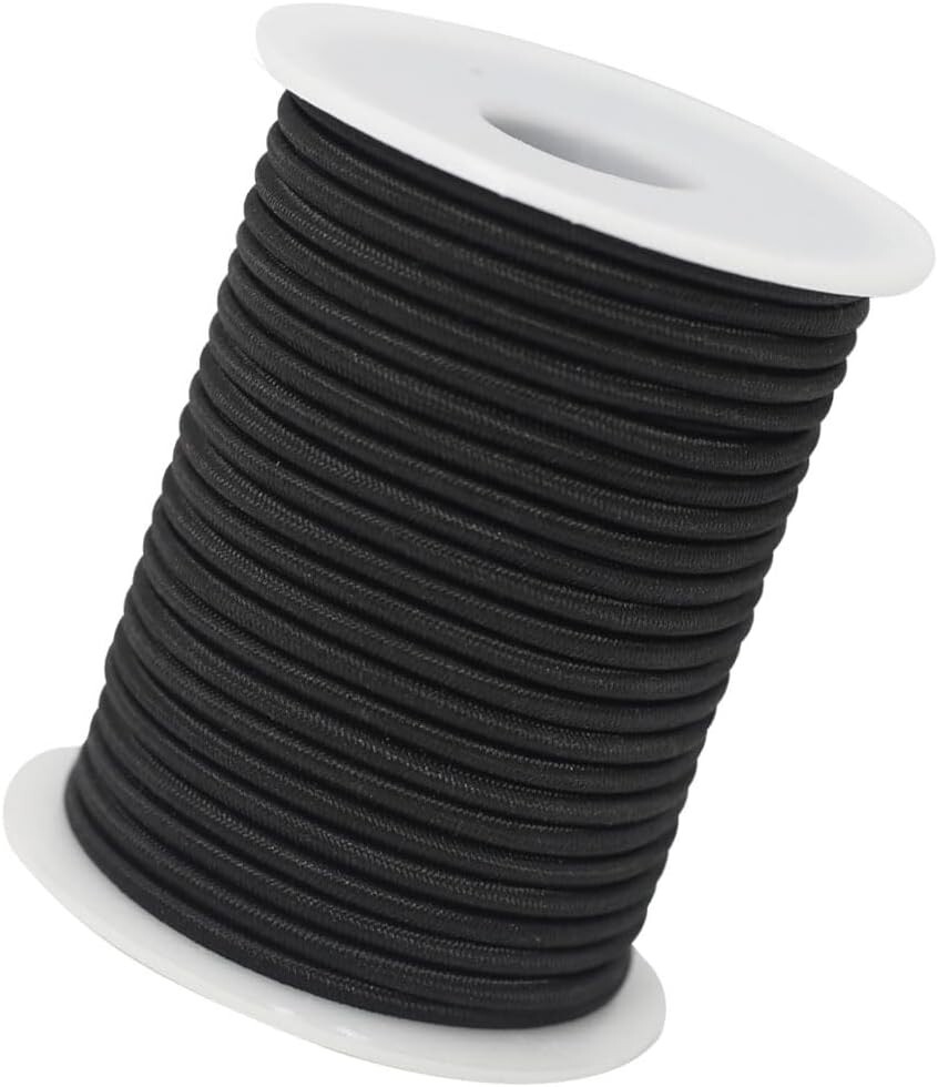 Black Beaded Cords for Bracelets & Jewelry Making - Elastic & Durable - 50 Yards