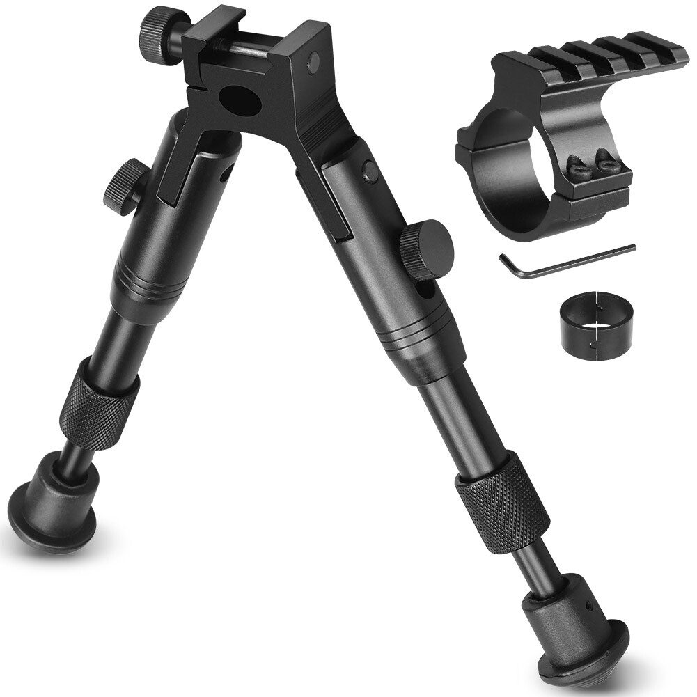 6 Inches Tactical Rifle Bipod Adjustable Spring Return 20mm Rail Adapter Mount