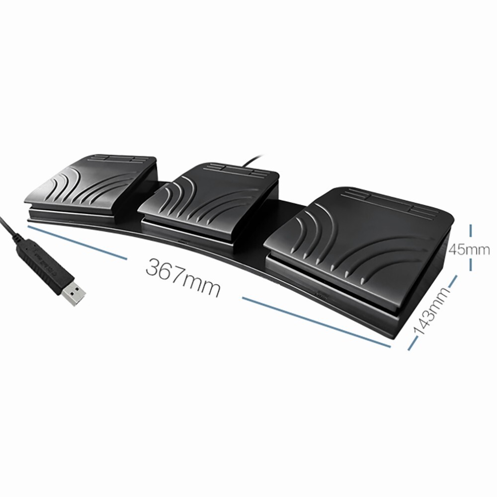 Triple USB Foot Switch Pedal Controller Custom Shortcut Keys Multi-Media Game