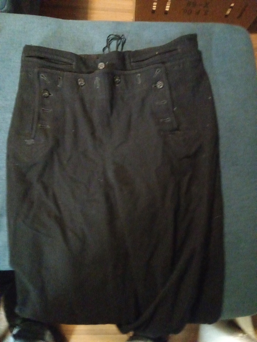 Vintage U.S Navy Wool Pants  Flap Front Wide Leg Cracker Jack Black  30x27