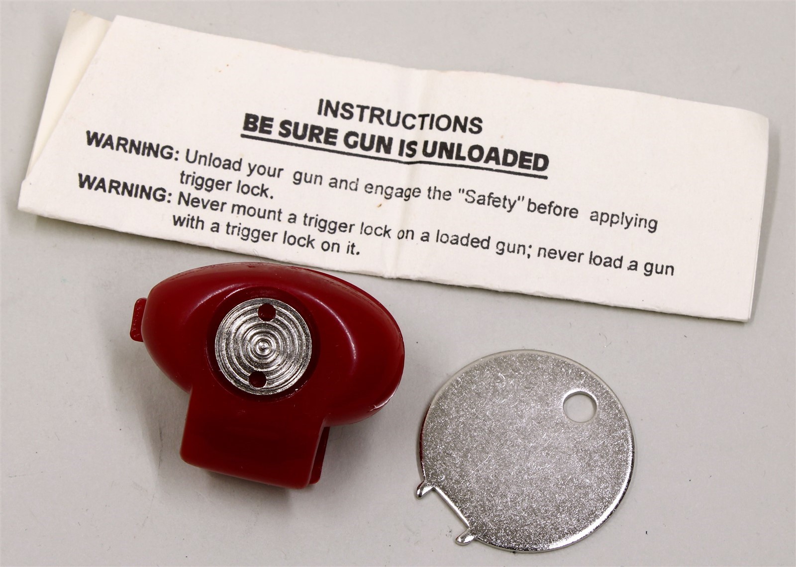 Shotlock Red Plastic Gun Trigger Lock w/Instructions NEW Old Stock