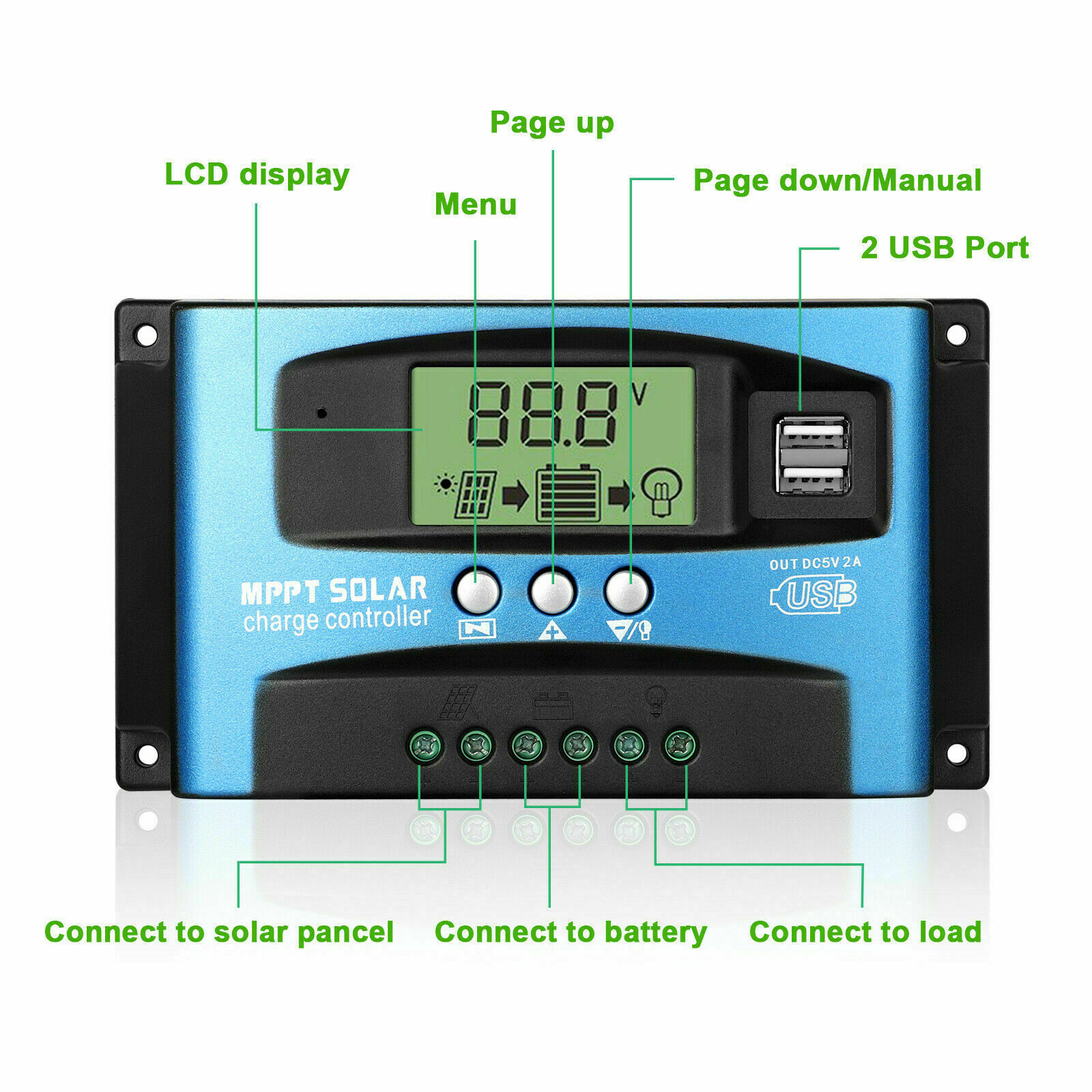 100A MPPT Solar Panel Regulator Charge Controller 12/24V Auto Focus Tracking New