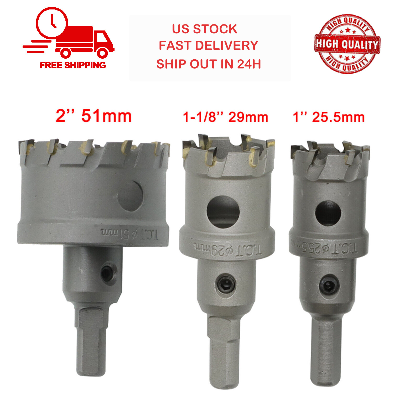 1/1.8/2'' Carbide Tip TCT Hole Saw Cutter Drill Bit For Alloy Steel Metal