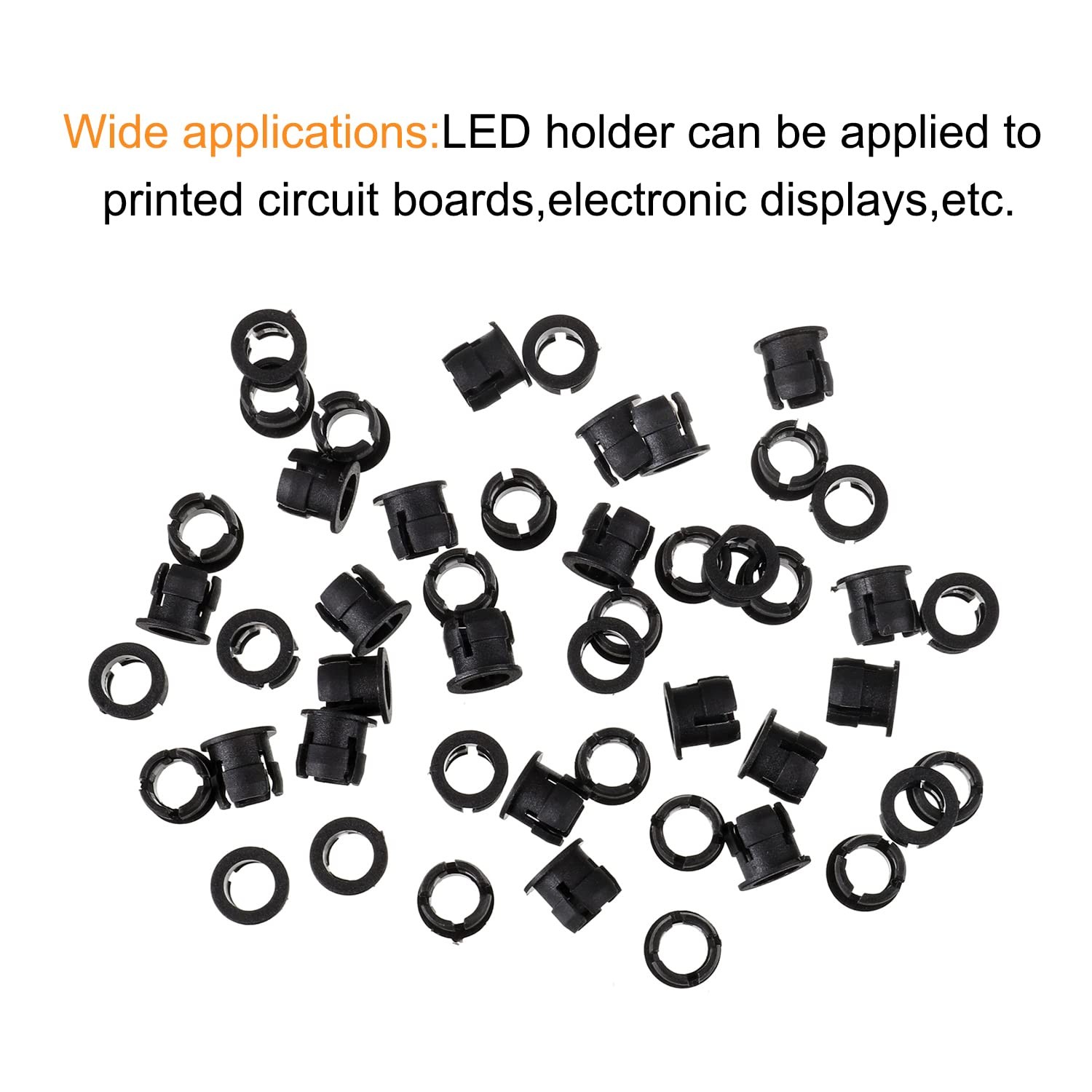 BOJACK 100 Black Plastic LED Holders - 5mm LED Bezel Mounting Holders for Panel