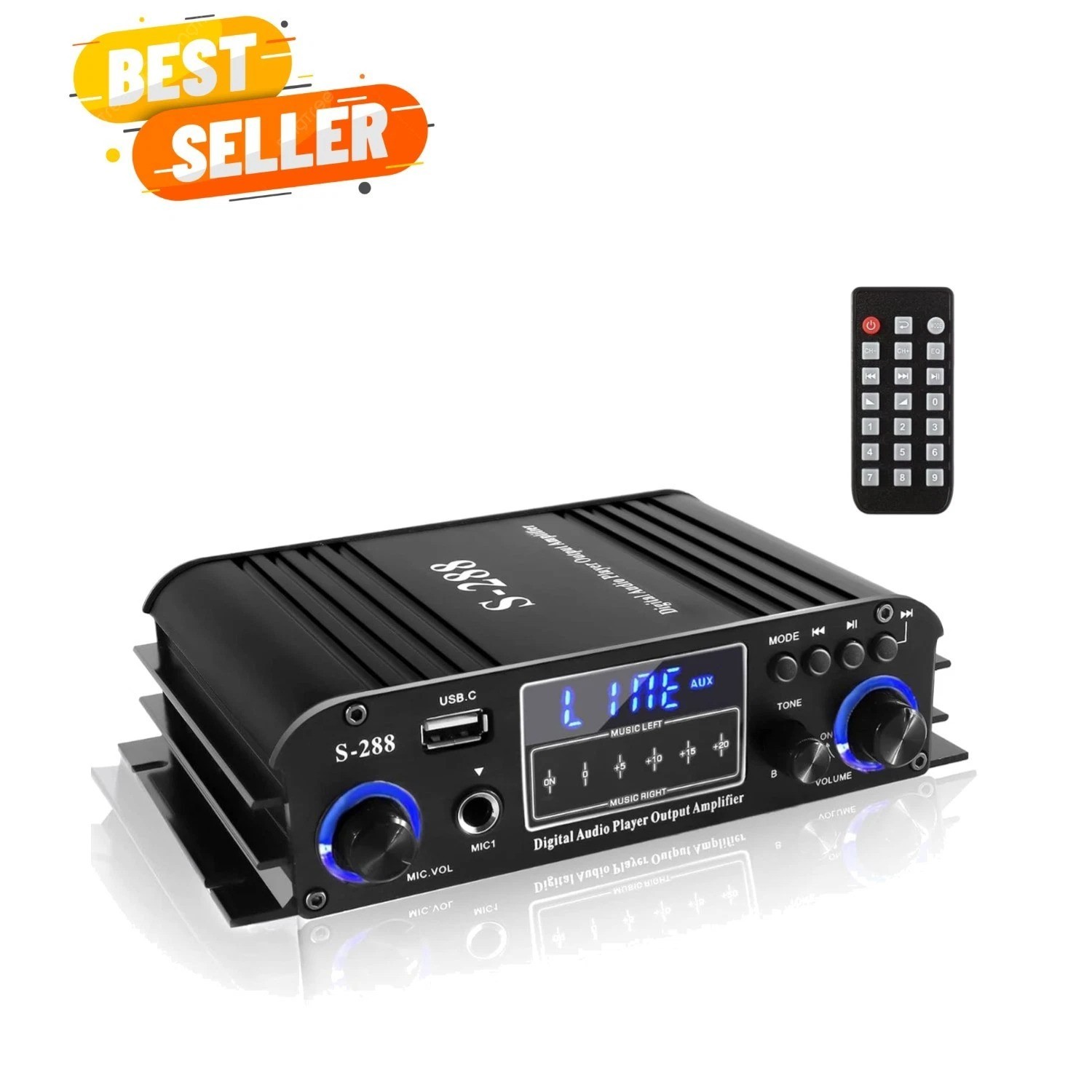 4 Channel Bluetooth 5.0 Stereo Amplifier, 50Wx4 Home Audio Stereo Receiver, 1...