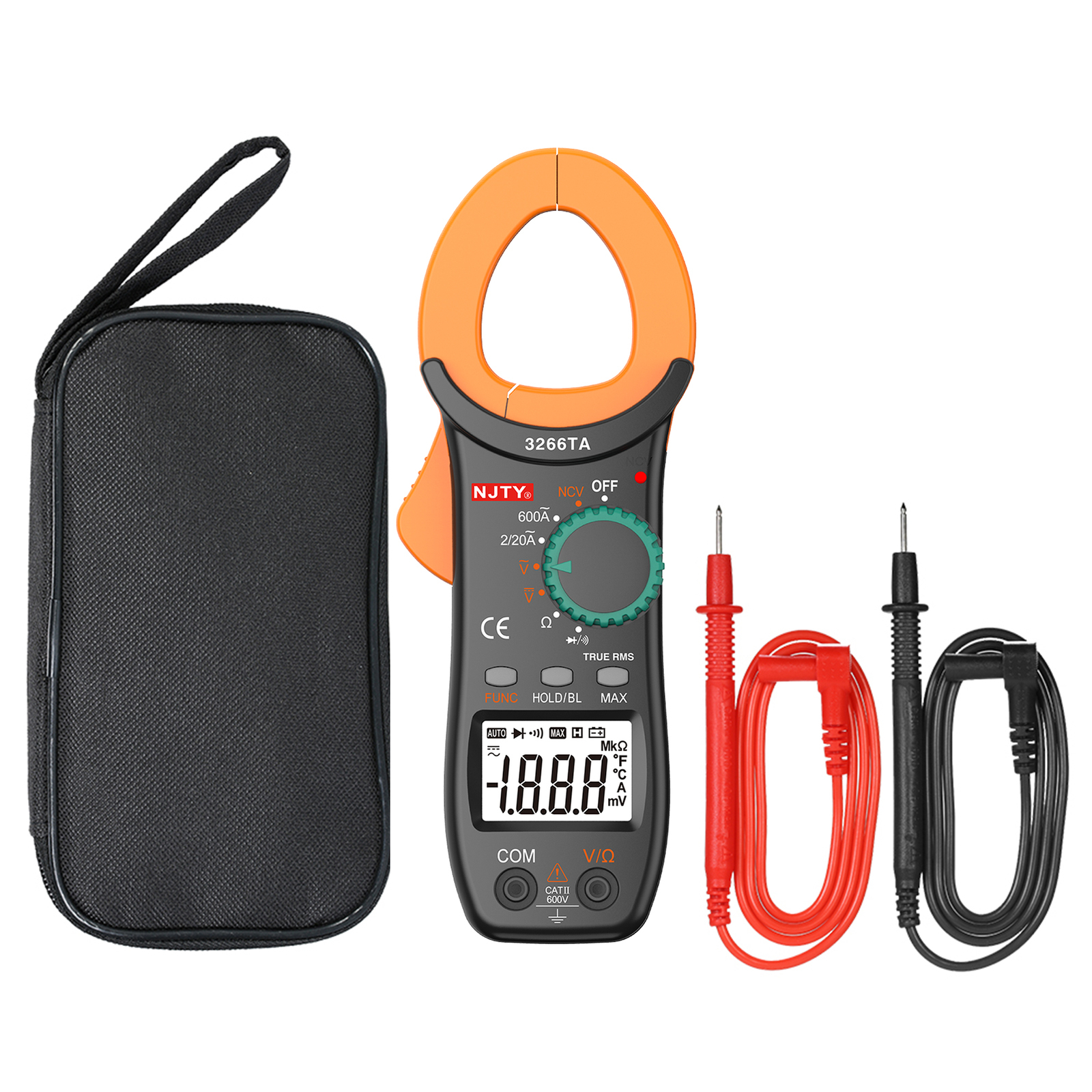 NJTY Digital Clamp Meter 2000 Counts Auto Ranging Multimeter NCV Test AC/ T9E1