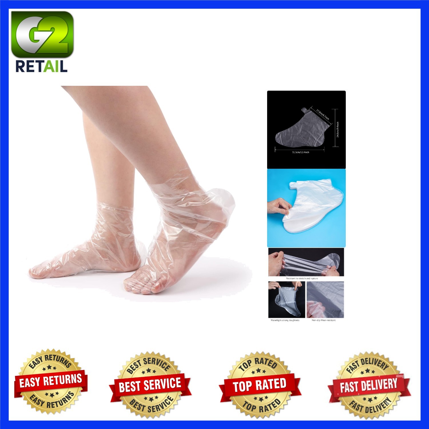 Paraffin Wax Care Booties - 100 Pack Plastic Foot Protectors for Spa Relaxation