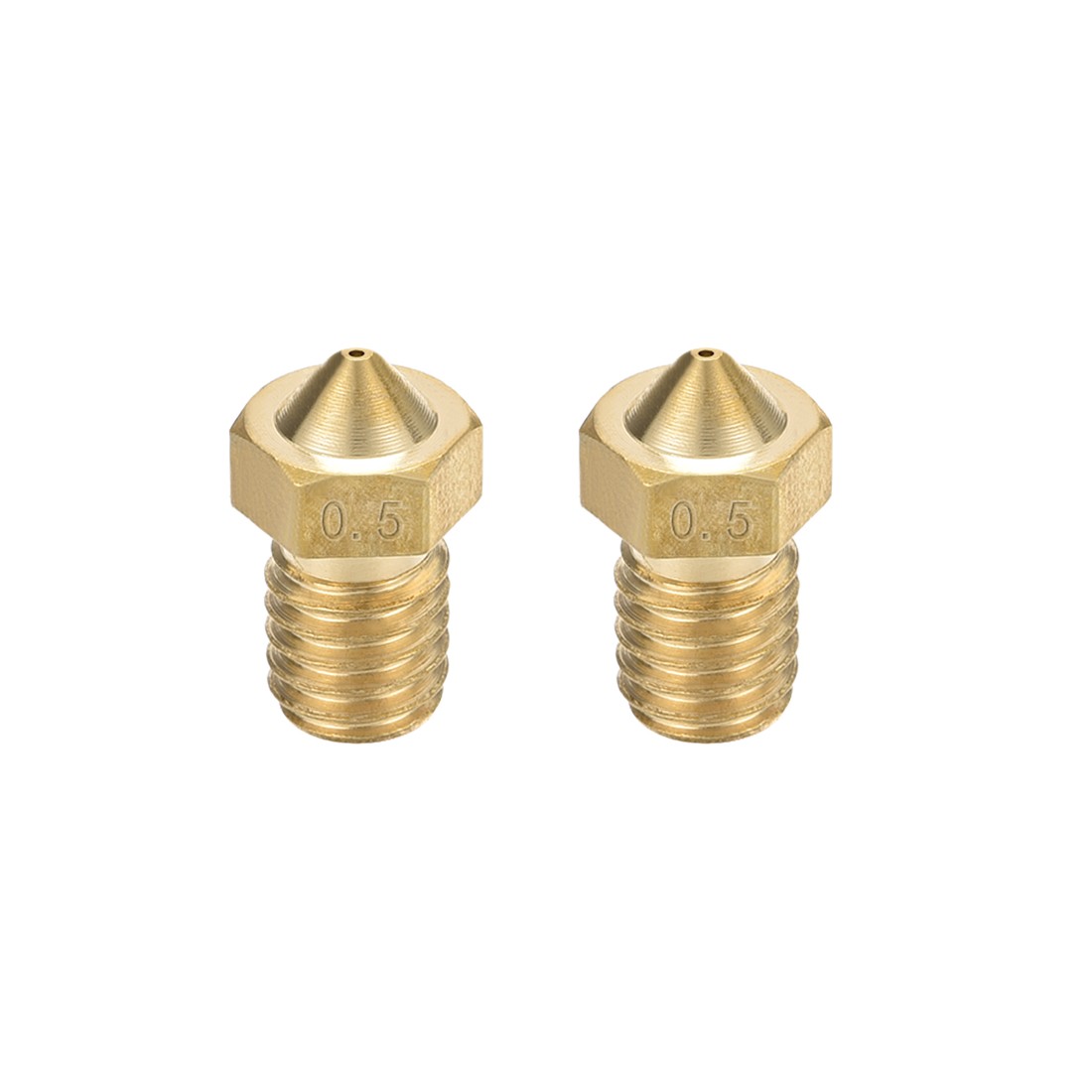0.5mm 3D Printer Nozzle, Fit for V6, for 1.75mm Filament Brass 2pcs