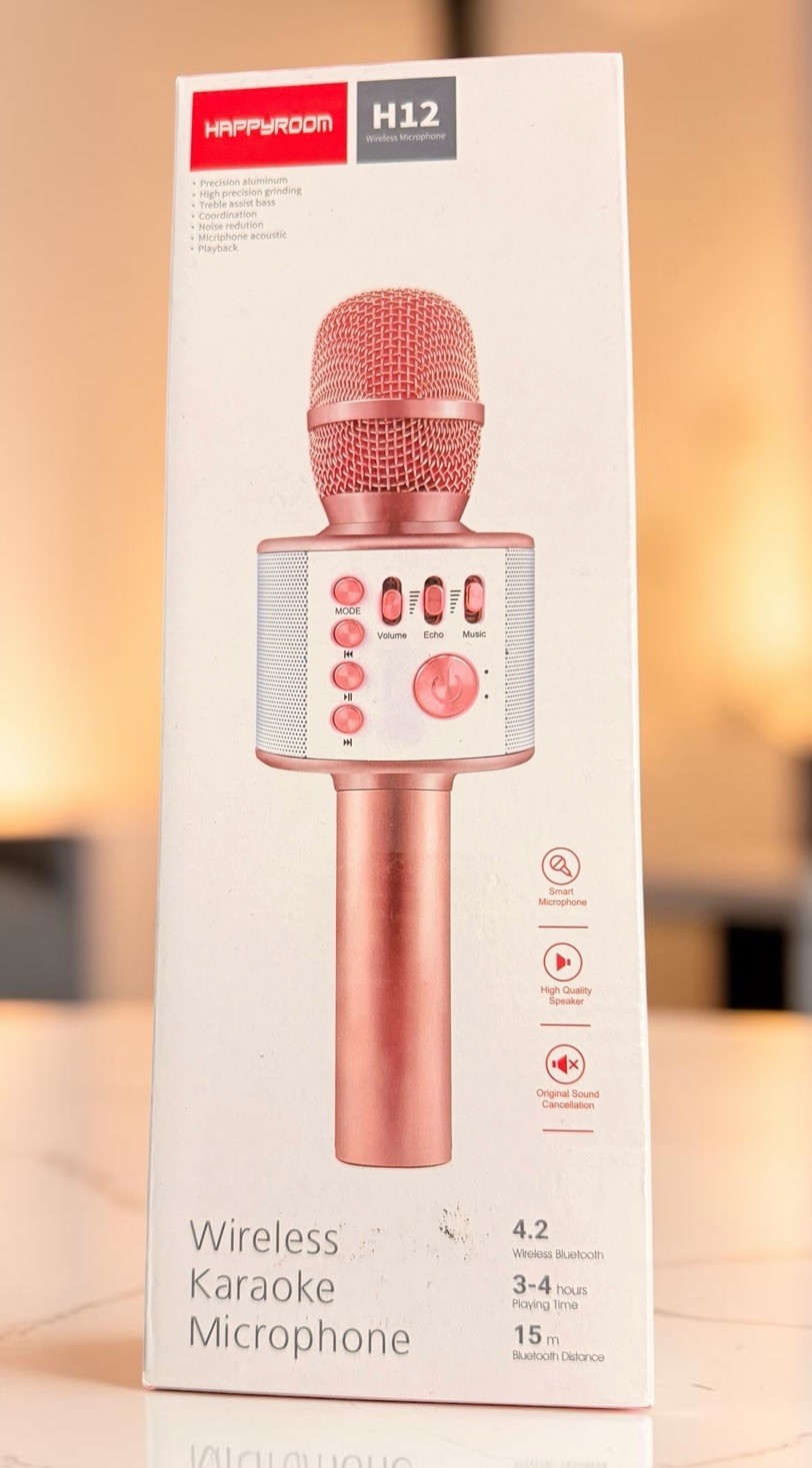 HappyRoom H12 Wireless Bluetooth Karaoke Microphone Speaker Rose Gold New Box