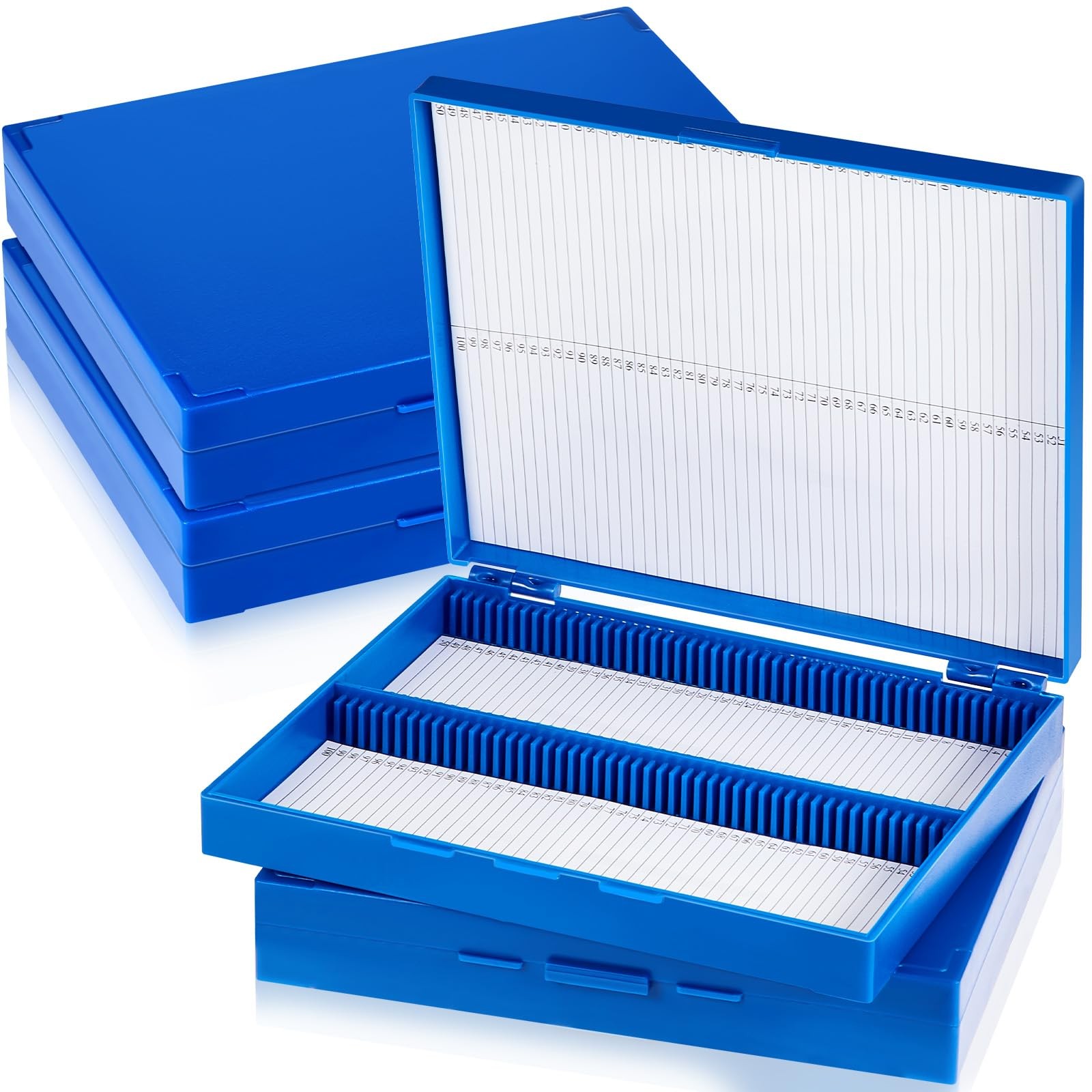 Wonderjune 4 Pcs Microscope Slide Storage 7.87 x 6.30 x 1.26 Inches, Blue