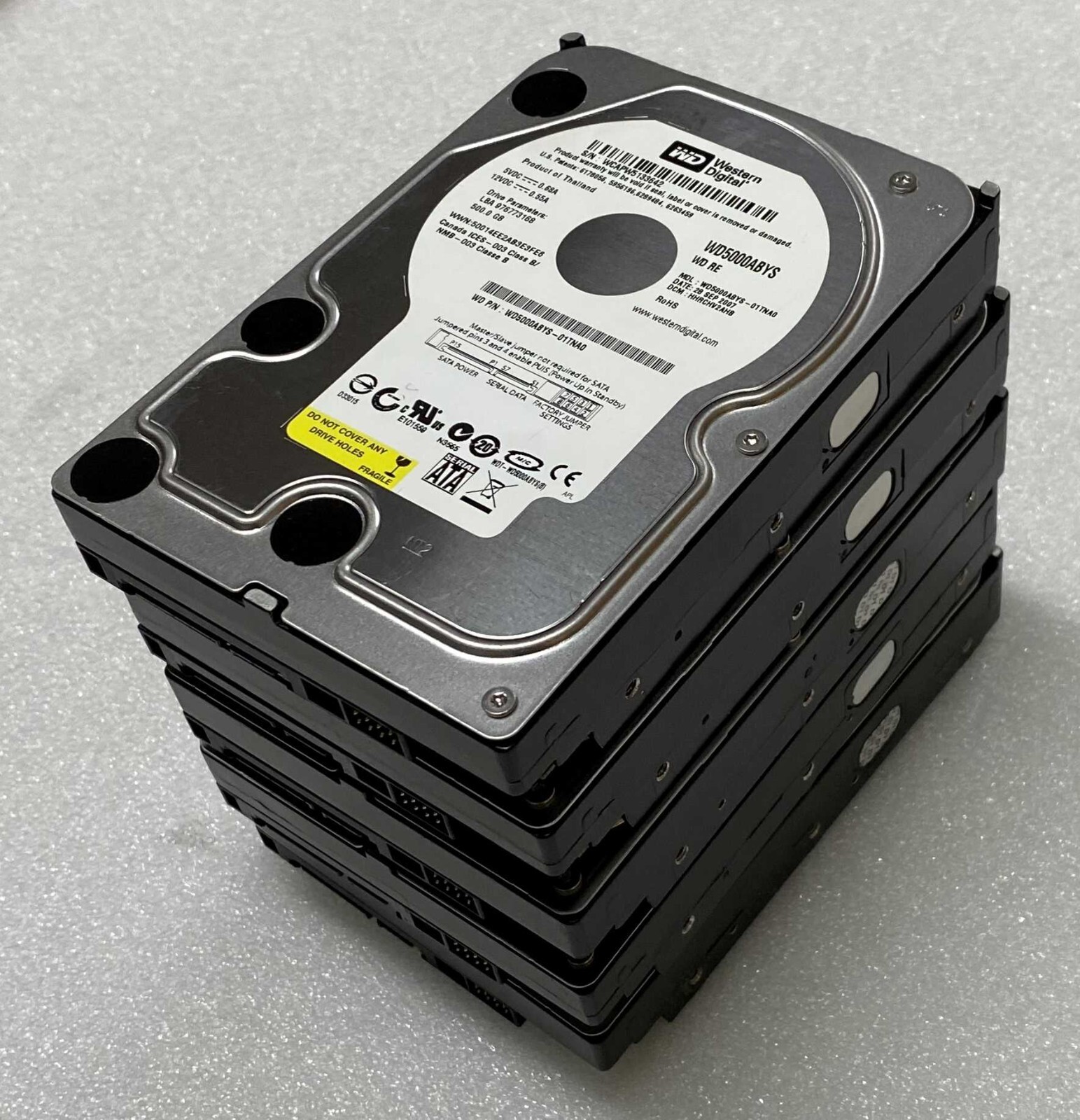 Lot of 5x WD5000ABYS Western Digital 500GB WD5000ABYS-01TNA0 3.5" SATA Drive