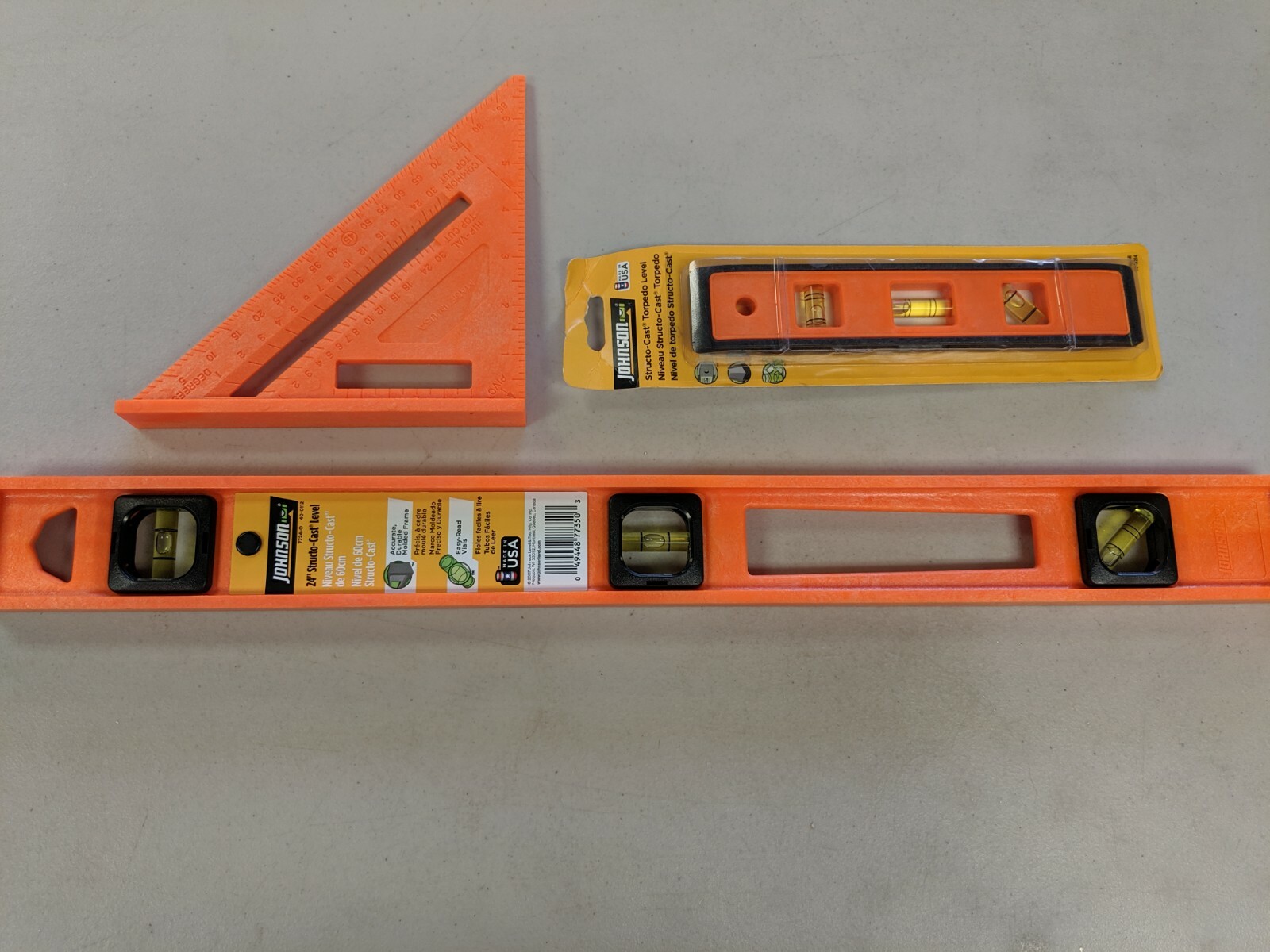Johnson 24" Level, 9" Level, & 7" Square