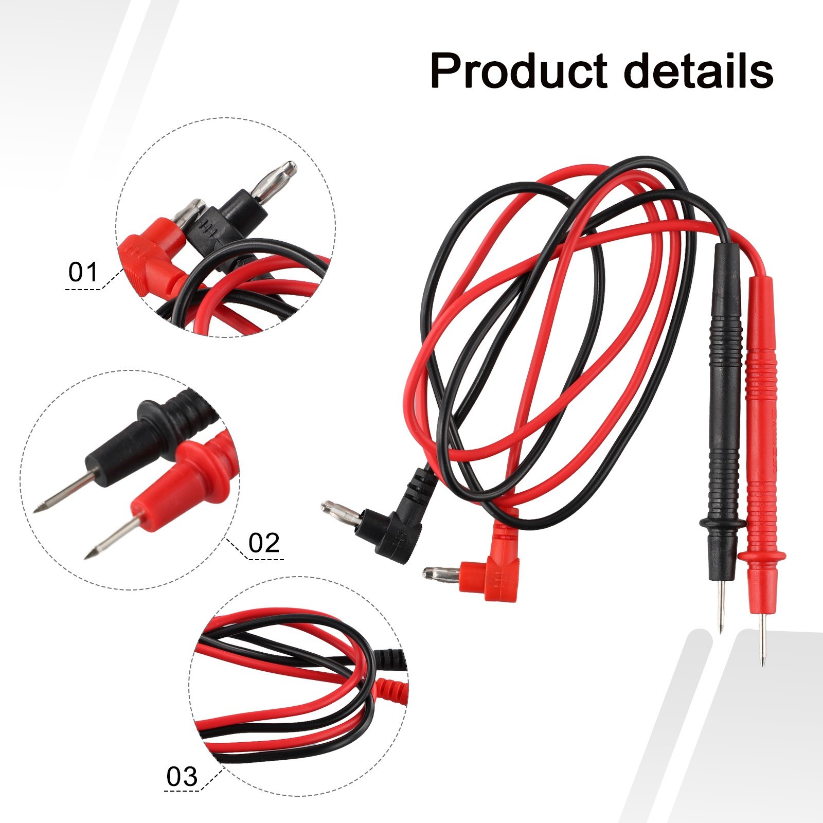 Efficient Multimeter Probe Cable Clamp Cable Test Line Cable Length 28