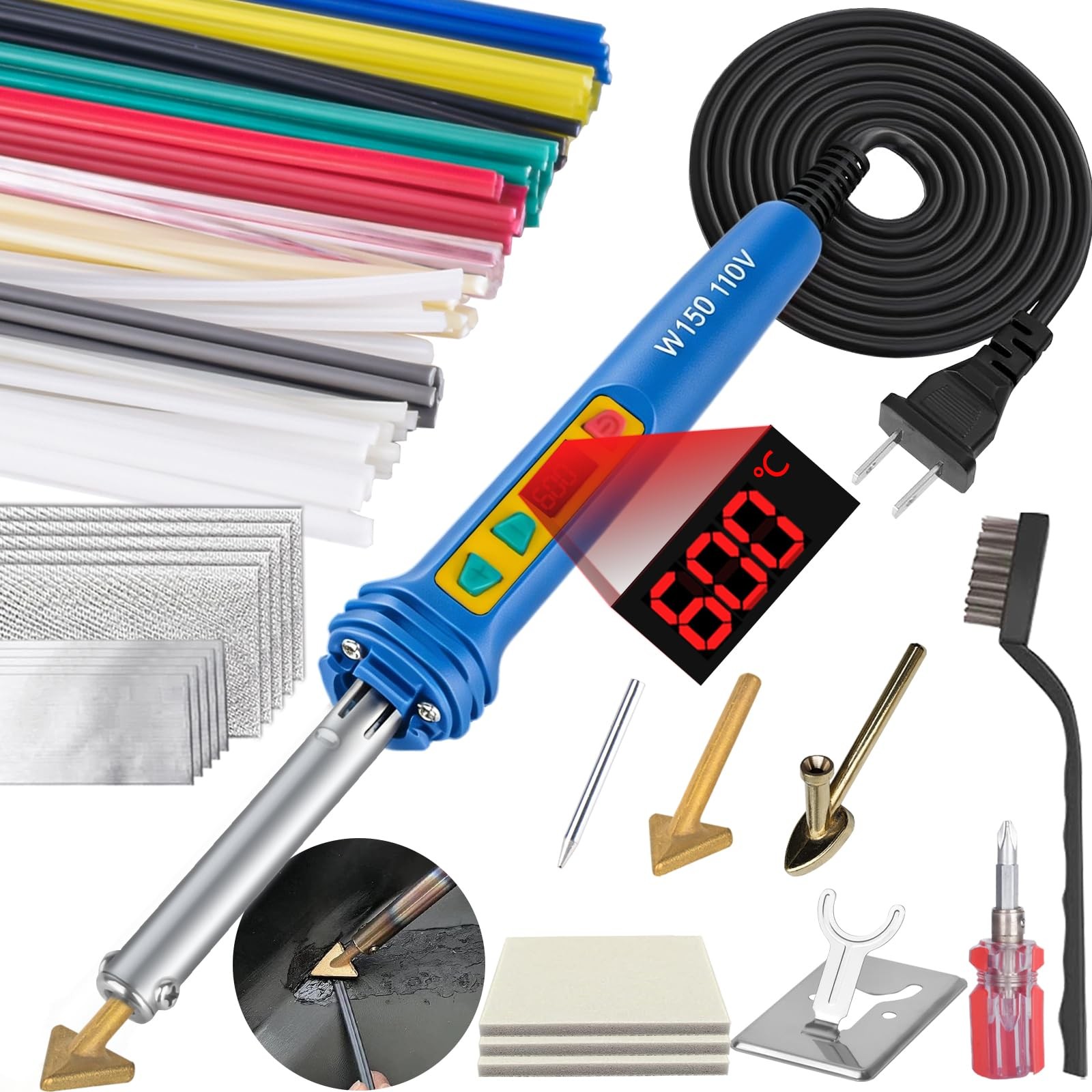 GNI Upgraded 150W LED Digital Adjustable Temperature Plastic Welder, 106PCS Weld