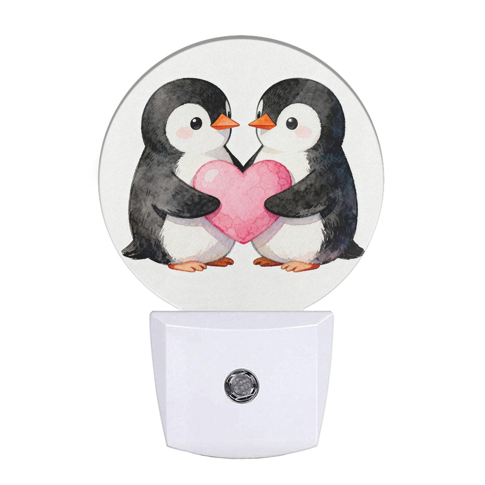 Valentine Elements Plug-in Nightlights Cute Penguins and Pink Heart Night Lig...