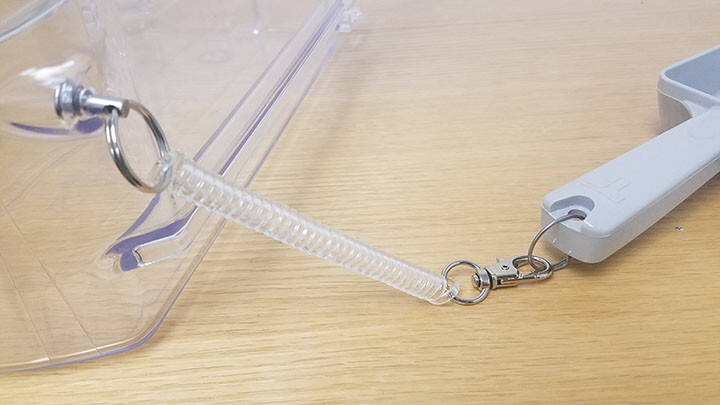 LABOR SAVER TETHER, 4" CURLY CORD W/SNAP, KEY RING, CLEVIS PIN