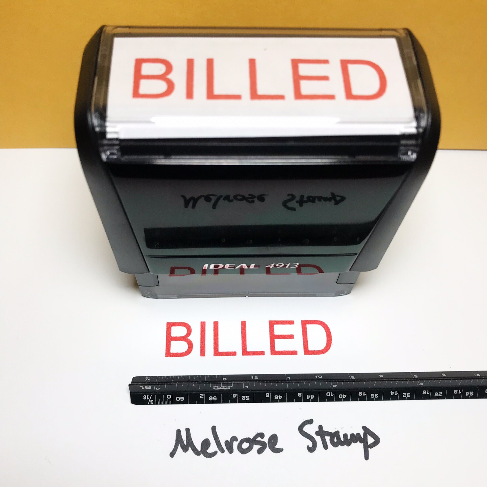 Billed Rubber Stamp Red Ink Self Inking Ideal 4913