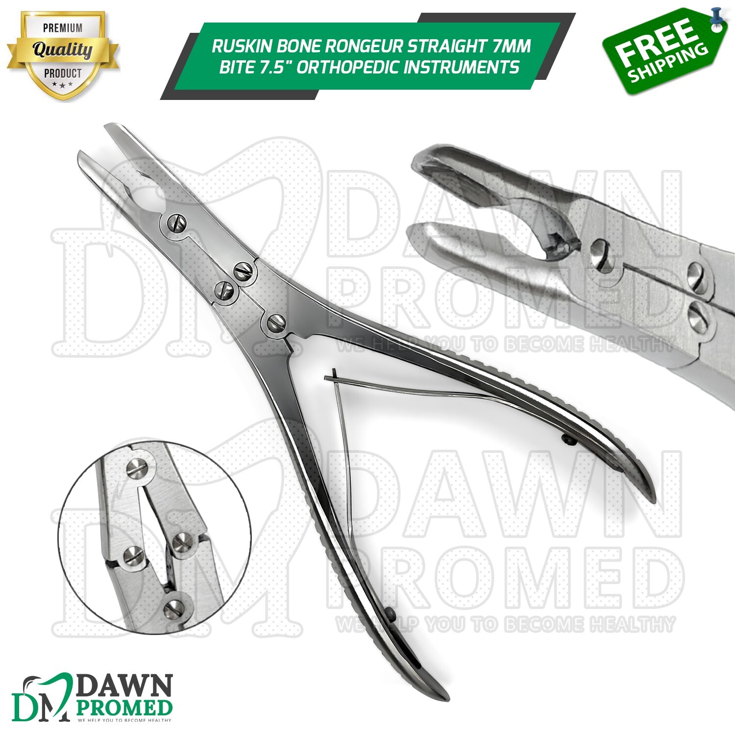 Ruskin Bone Rongeur Straight 7mm Bite 7.5" Orthopedic Instruments German Grade