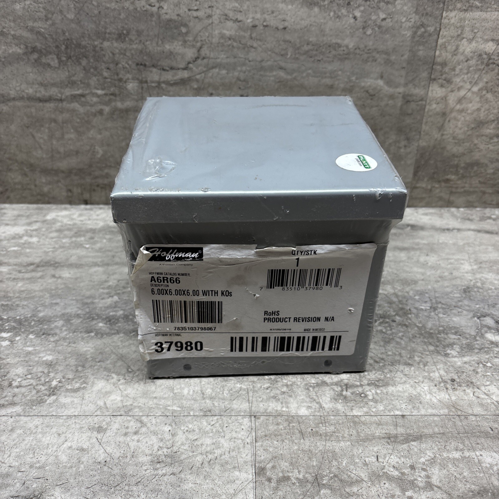 Hoffman A6R66 Type 3R Drip Shield Enclosure W/ Screw Cover, 6X6X6 W/ KO’s, New