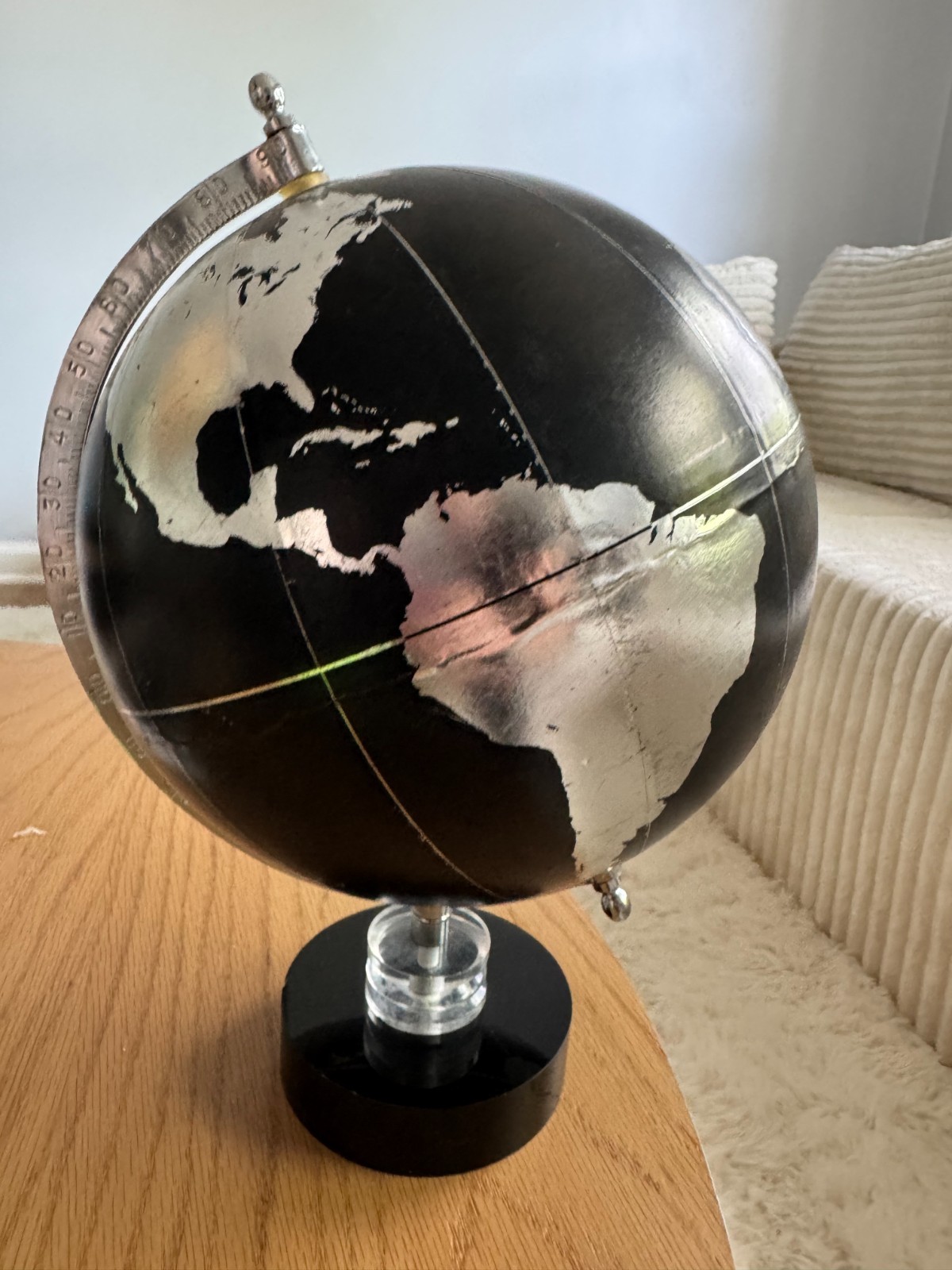 Modern Black Silver World Globe Decorative Desk Table Decor Office Home