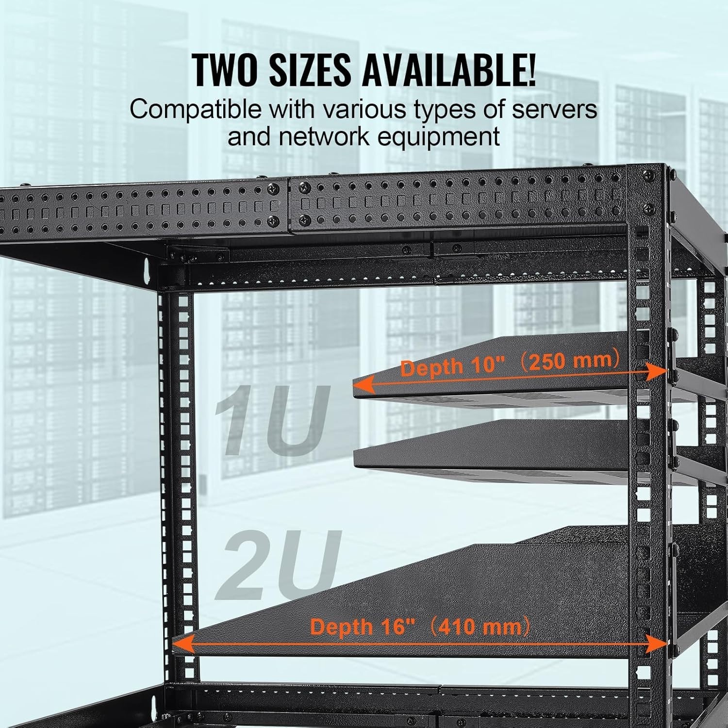 Vented 1U Server Rack Shelf - 2PCS, Ideal for Organizing 19" Network Equipment