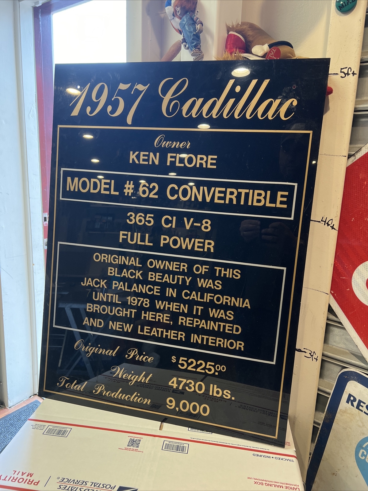 LARGE 32” 1957 Cadillac Model # 62 Convertible Showroom Sign CELEBRTY OWNED