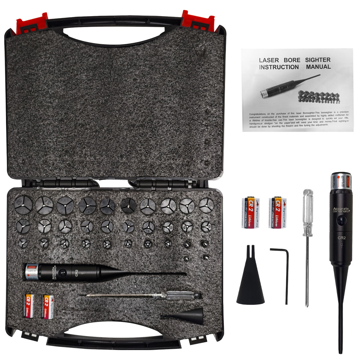 Professional Red Laser Bore Sight Kit for Multiple Caliber Upgraded Bore Sighter