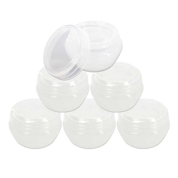 6 Pieces 20G/20ML Round White Cosmetic Sample Container Jars with Inner Liner