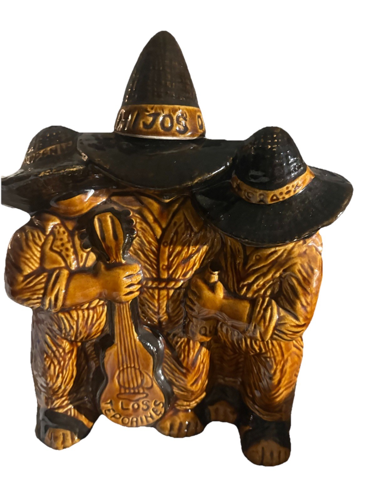 Vintage Ceramic Tequila Bottle The Three Los Teporines