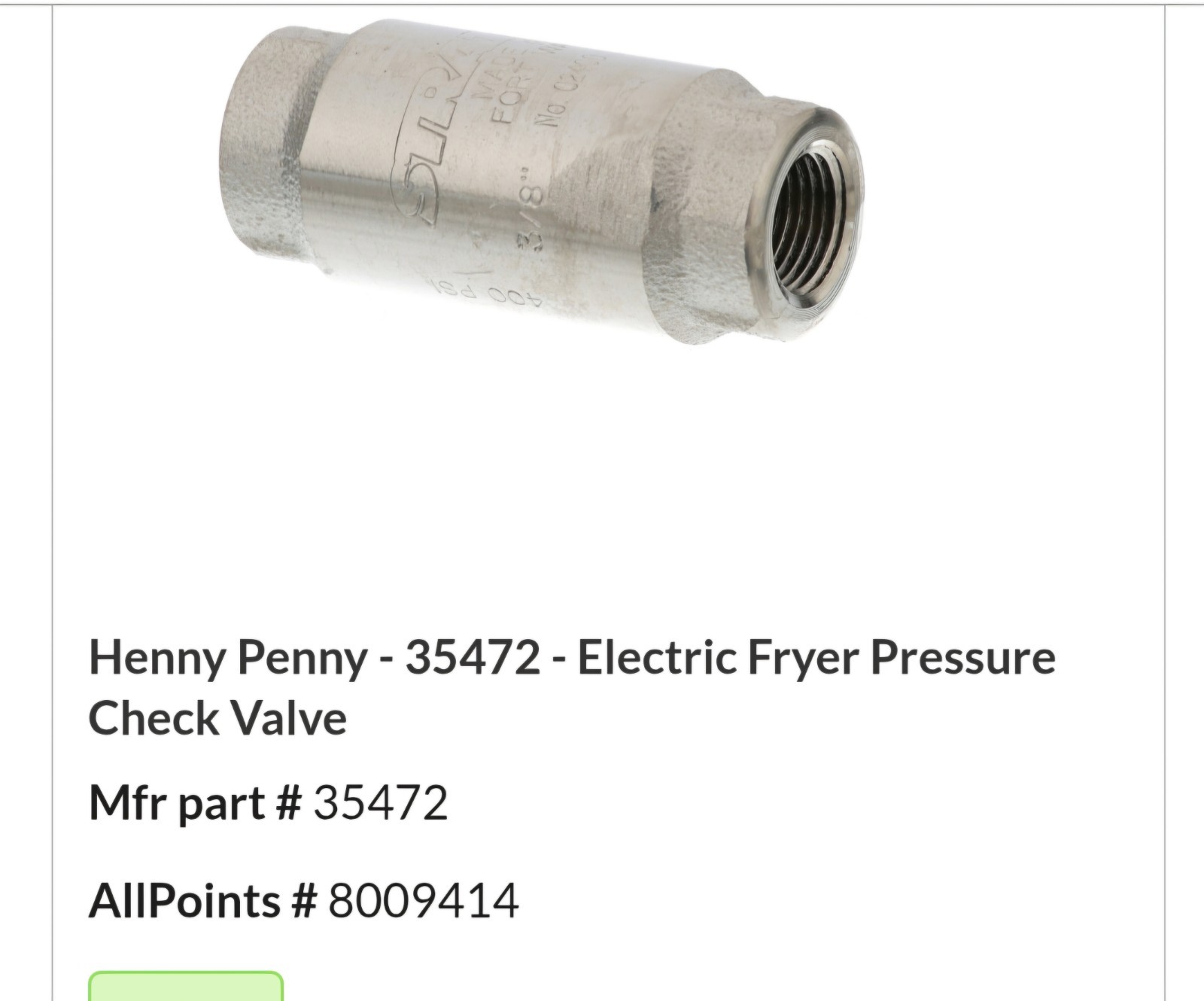 G.  Henny Penny Valve-8009414/ 35472