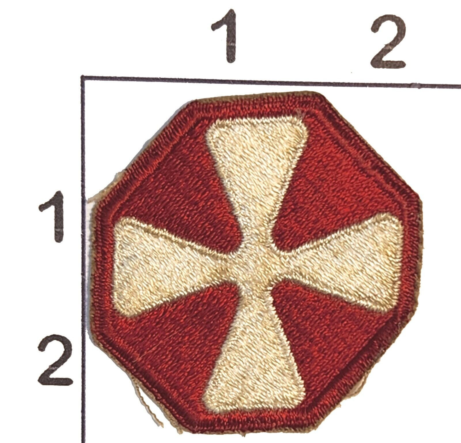 8TH Army Patch United States Army White on Red Embroidered Vintage